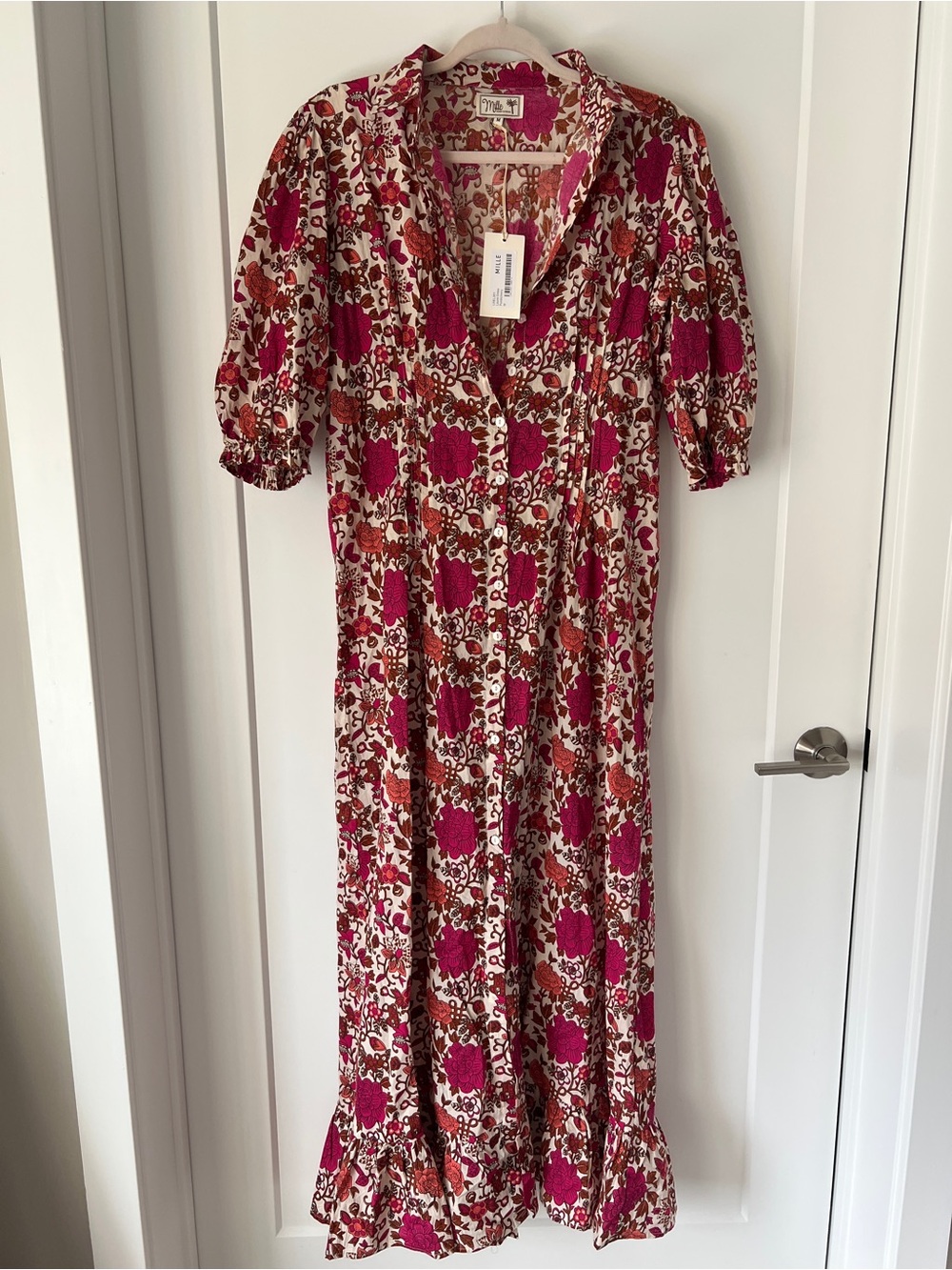 Mille Laurel Dress Floral Maxi in Pondicherry (Fuchsia and Cream) - NWT!! - Picture 14 of 16